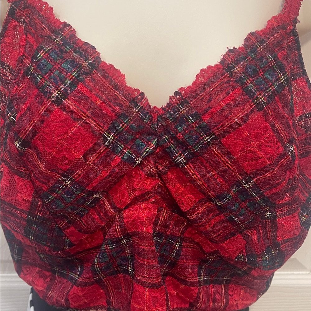 TorridCurve 3 Stylish Red Plaid Crop Top - Picture 2 of 11